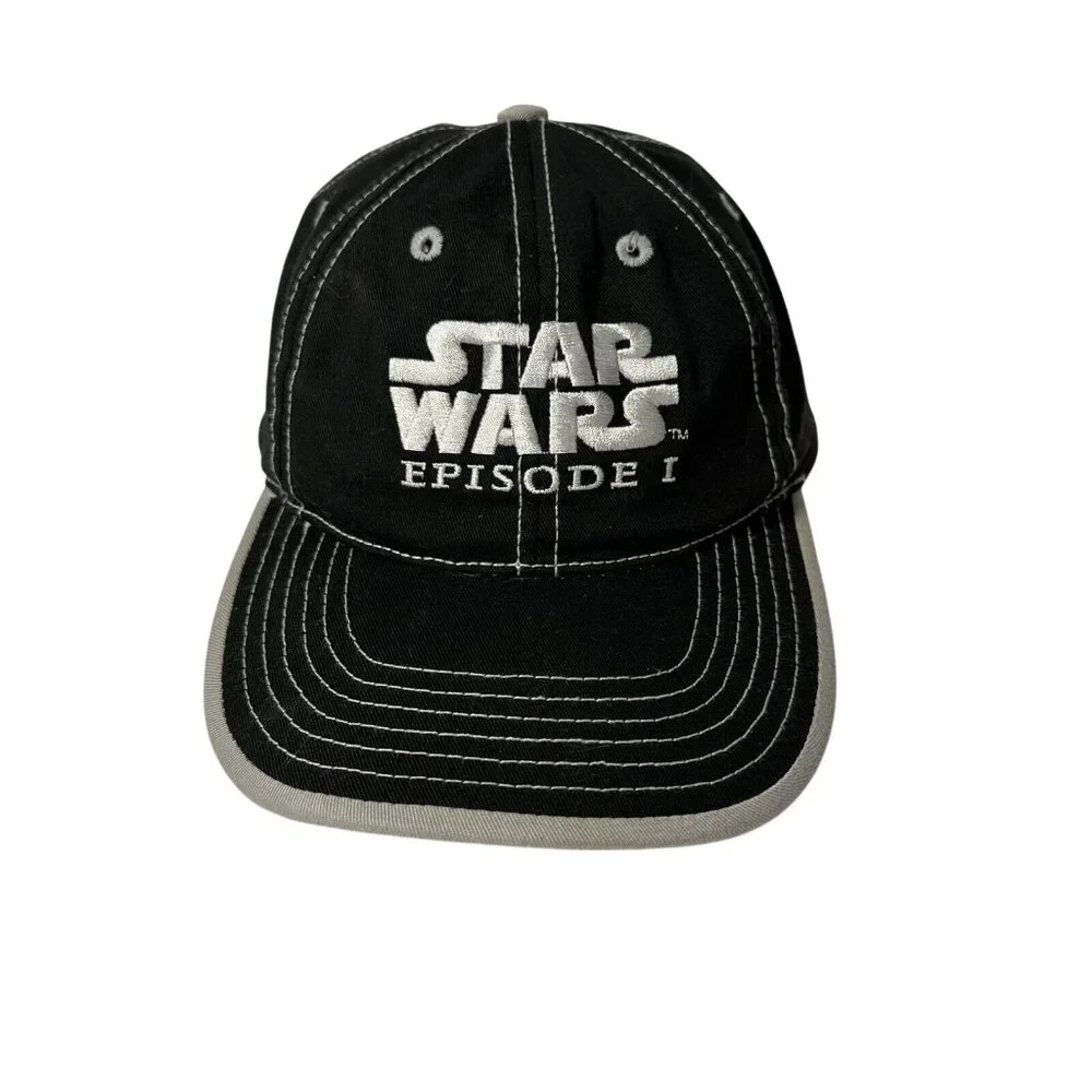 Vintage 90’s Star Wars Episode 1 Black Hook & Loop Hat Cap Size Boys 8-20 - Picture 1 of 7